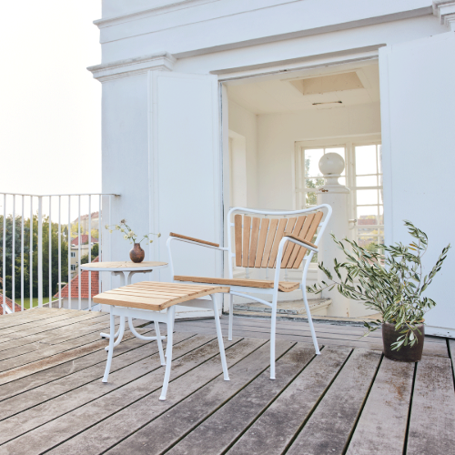 Mandalay Marguerit Lounge Stol - Teak/Hvid