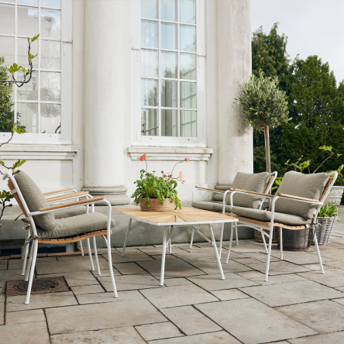 Mandalay Marguerit Loungebord L: 130 cm - Teak/Hvid