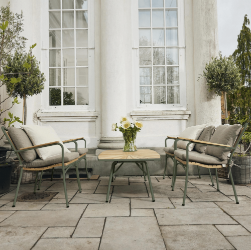 Mandalay Marguerit Loungebord L: 130 cm - Teak/Olivengrøn