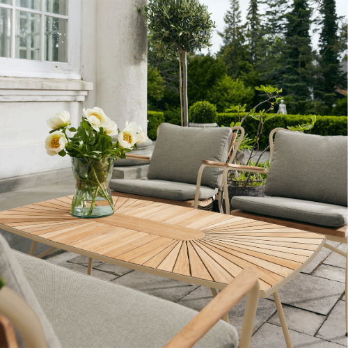 Mandalay Marguerit Loungebord L: 130 cm - Teak/Taupe
