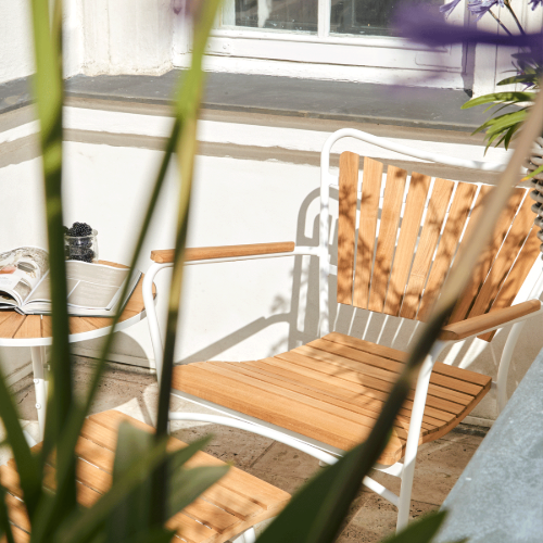 Mandalay Marguerit Loungebord Ø: 50 cm - Teak/Hvid