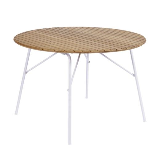Mandalay Marguerit Magnolia Havebord Ø: 110 cm - Teak/Hvid