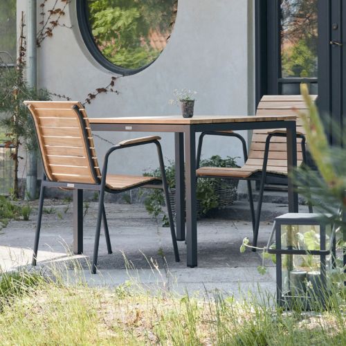 Mandalay Havemøbelsæt Toscana Havebord L: 82 cm og 2 Stk. Bellevue Havestole - Teak/Antracit 